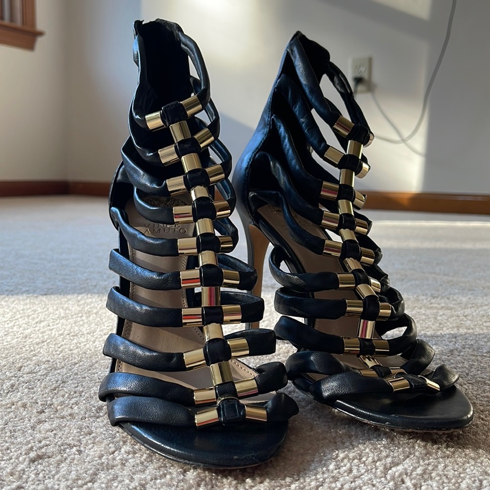Vince Camino black & gold heels